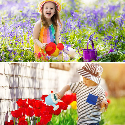 Sosation 12 Pcs Mini Kids Watering Cans Beach Sand Water Play Toy for Toddler Colorful Plastic Small Watering Pot with Handle Child Gardening Tools Bathtub Shower Party Toy Gift(Basic Style)