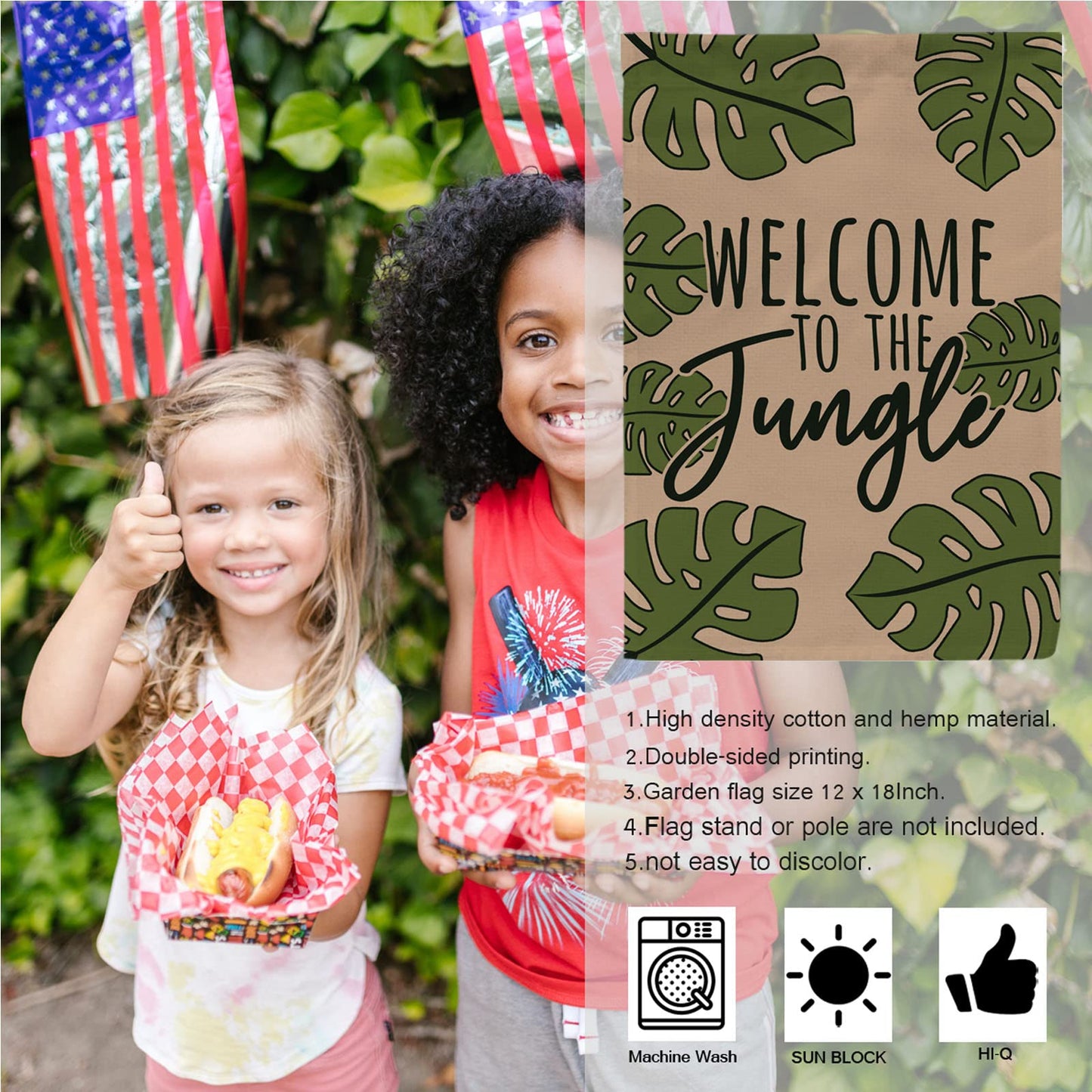 WutePade Welcome to the Jungle Fall Mini Garden Flags for Outside Farmhouse, Christmas Front Yard Decor - 12" x 18" Double Sided Holiday Outdoor Decor