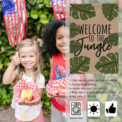 WutePade Welcome to the Jungle Fall Mini Garden Flags for Outside Farmhouse, Christmas Front Yard Decor - 12" x 18" Double Sided Holiday Outdoor Decor