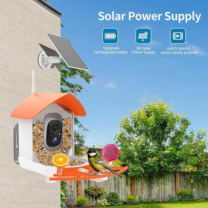 Bird Feeder with Camera,Smart Bird Feeder Camera with Solar Powered,AI Identify Species,Birds Watching,Auto Record FHD 2K Feathered Visitor Video in Backyard,Ideal Gifts for Birds Lovers