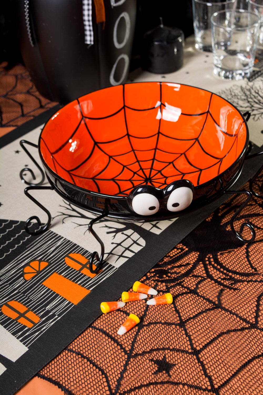 DII Halloween Party Tabletop Decor, Reusable & Machine Washable Cotton Fabric, Table Runner, 14x72, Creepy Haunted House
