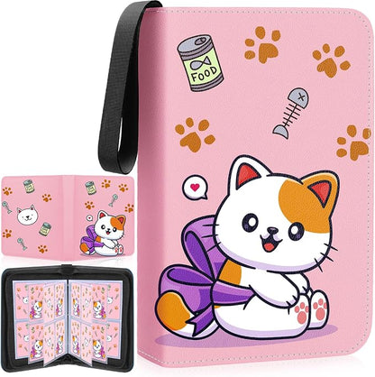 Premium 4 Pocket Trading Card Binder,400 Capacity with 50 Removable Sleeves | PU Leather Zipper Album Book for Sports Cards, Game | Card Storage & Organization for Girls Collector Rose Pink