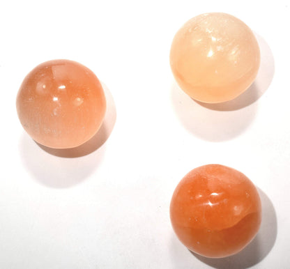HQRP 40mm Natural Orange Selenite Sphere Polished Sparkling Gemstone Crystal Decor Mineral Ball from Morocco + Stand (1PC)