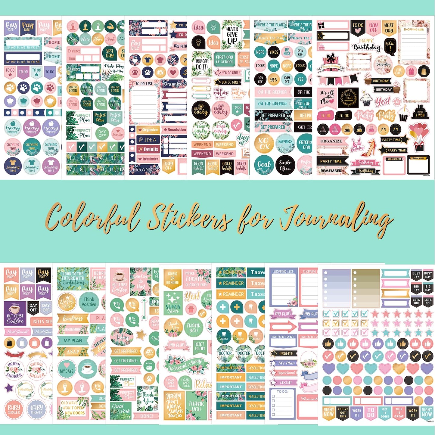Planner Stickers - Monthly Planner Stickers and Accessories 25 Pages 1500 + Stunning Functional and Colorful Designs, Calendar Sticker Includes Festival Theme Journal Sticker