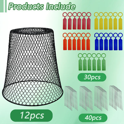 Dizvilz 12Pcs Chicken Wire Cloche Plant Covers,Durable Garden Cloches for Plants,Metal Netting Plant Protectors from Animals for Keeping Bunnies Chicken Squirrels Birds Other Out
