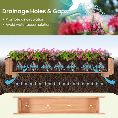 Giantex Wood Raised Garden Bed, Rectangular Planter Box w/Drainage Hole, Removable Liner for Growing Vegetable Flower Herb, Indoor Outdoor Plant Container for Backyard Deck Balcony, 36"x7"x7"