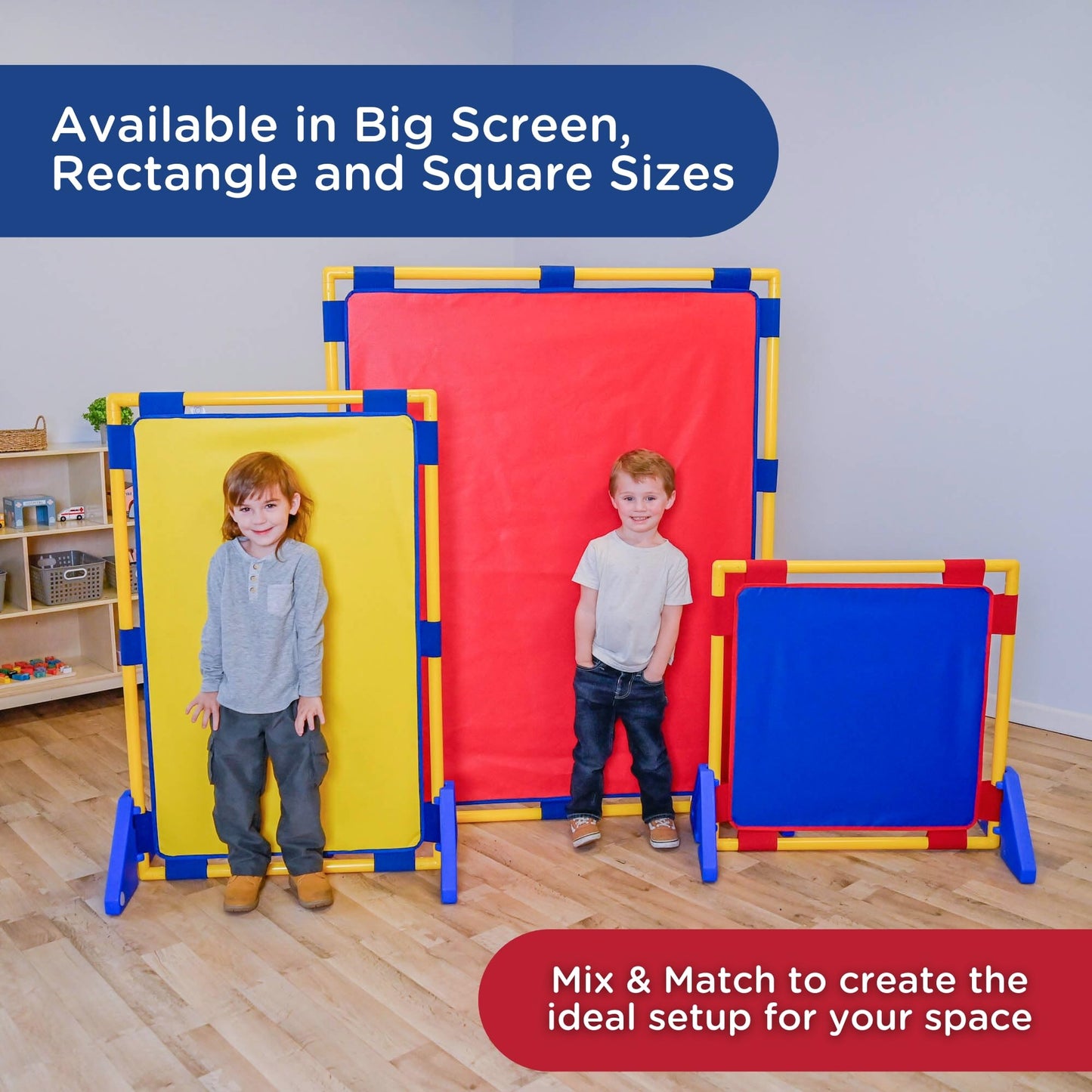 Children's Factory Replacement PlayPanel, Kids Room Divider Panel, Classroom Dividers, Free-Standing Partition for Daycare or Preschool, Cantilever Feet Not Included, Blue, Big Screen