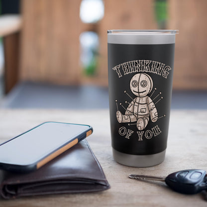 Halloween Voodoo Doll Thinking of You Funny Goth Humor Retro Stainless Steel Insulated Tumbler