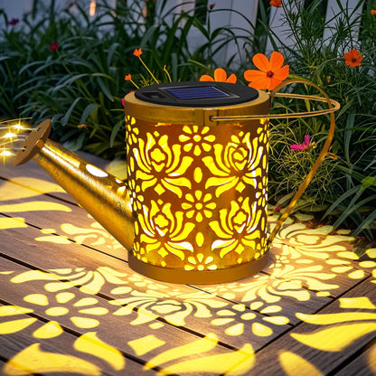 yeuago Solar Lights Outdoor Decorative, Watering Can with Cascading LED Lights on Butterfly Shepherd's Hook, Solar Garden Stake Decor for Yard, Mothers Day Gift for Women Mom