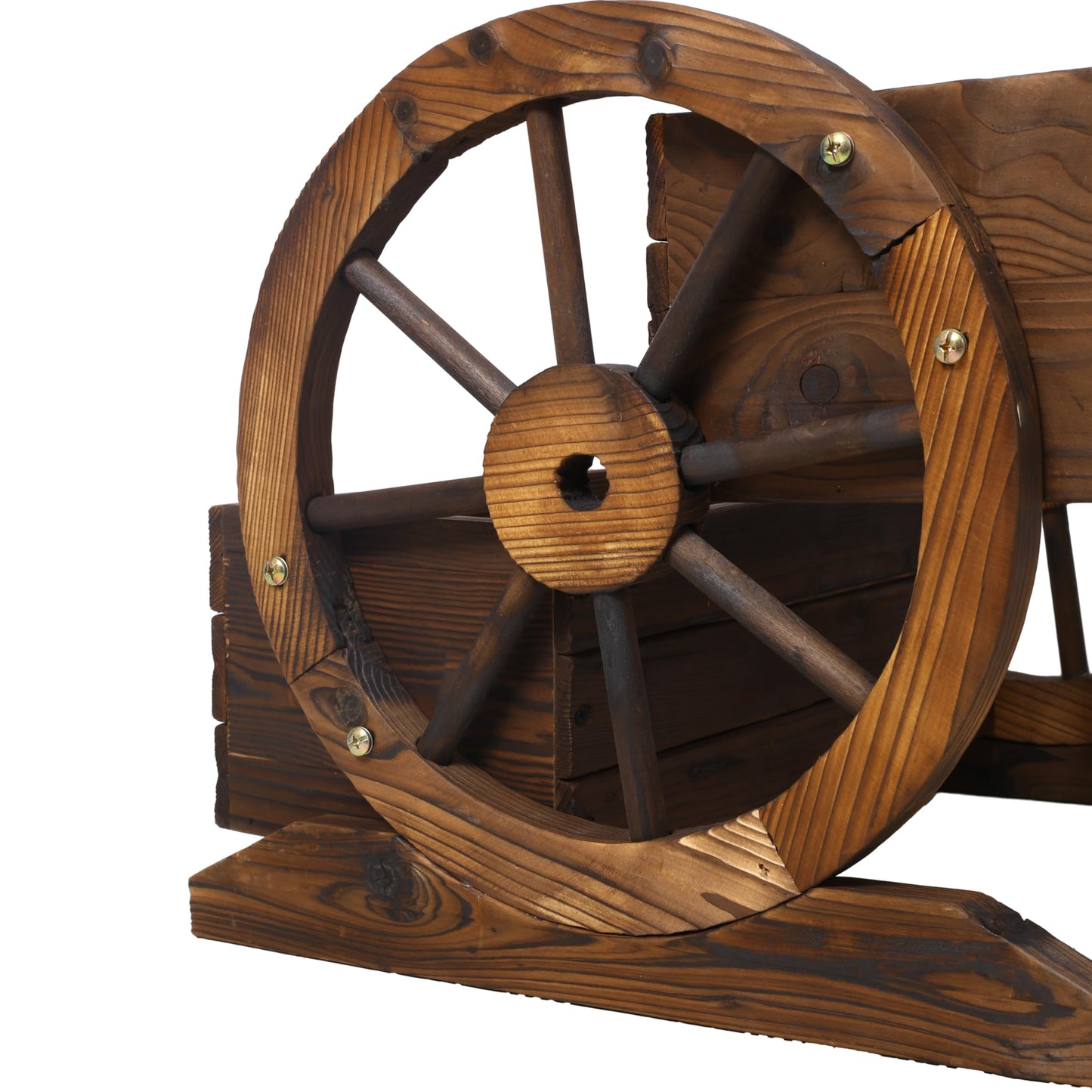 Wooden Wagon Planter Box, Garden Planter with Wheels, Decorative Planter Raised Garden Bed for Flowers Herbs Vegetables, Wooden Flower Cart with Wheels for Indoor Outdoor Home Decor