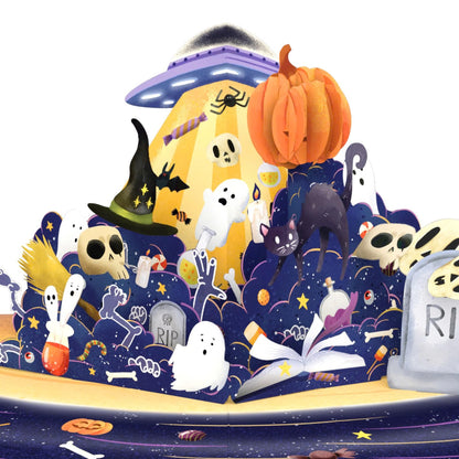 Paper Love Spooky Pop-Up Card | 3D Trick or Treat Halloween Greeting for Kids, Family, or Friends | 5" x 7" w/Envelope and Note Card