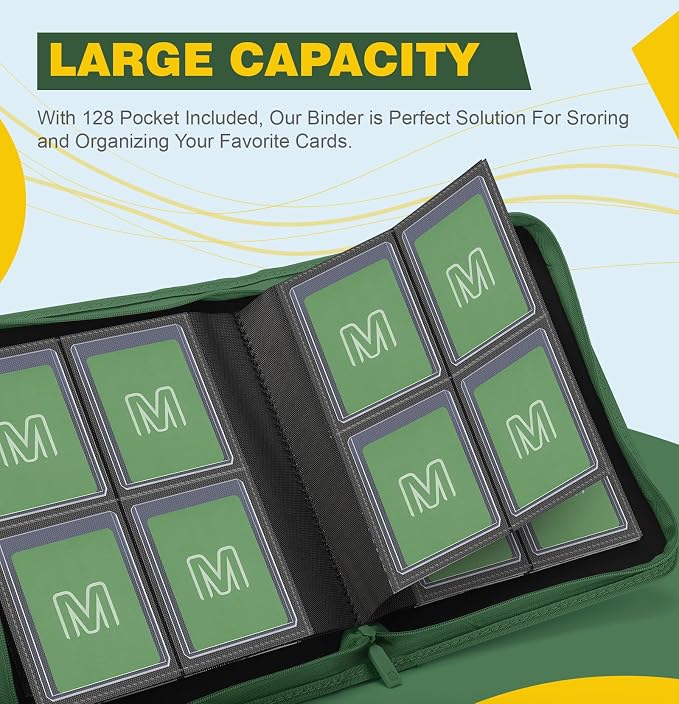 Toploader Binder,4-Pocket Side Load Trading Card Album, Holds 128 Cards with Double-Sided Pockets for MTG, Sports Cards, Top Loader Storage