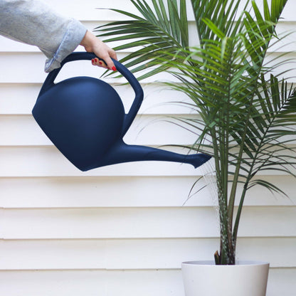 Bloem Rhino 2 Gallon (256 Fl Oz) Navy Blue Resin Watering Can for Indoor and Outdoor Use
