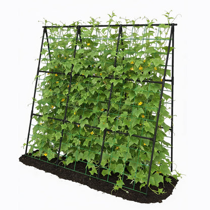Trellume Cucumber Trellis - 49.4"*49.4" Metal Garden Trellis for Climbing Plants, Garden Trellis with Plastic-Coated Steel Pipe, A Frame Trellis for Cucumbers, Peas, Morning Glories(Black)