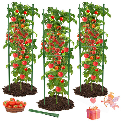 MYMULIKE 3 Pack Tomato Cages for Garden, 51in*13in Adjustable Tomatoes Plant Stakes Support Cages Trellis, Garden Trellis for Vegetable Flowers Fruits Climbing Plants- 20 Binding Wires Included