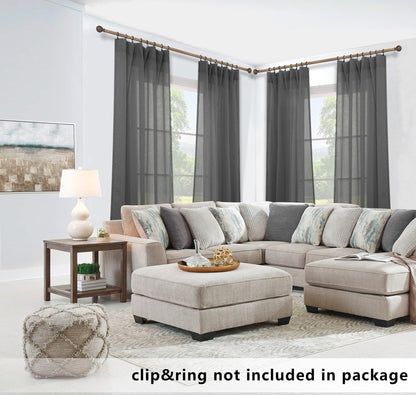 Dark Gray Curtains 108 Inches Long for Living Room Set of 2 Rod Pocket Elegant Faux Linen Textured Drapes Semi Sheer Light Filtering Curtains for Large Windows Patio 52x108 Inch Length Charcoal Grey