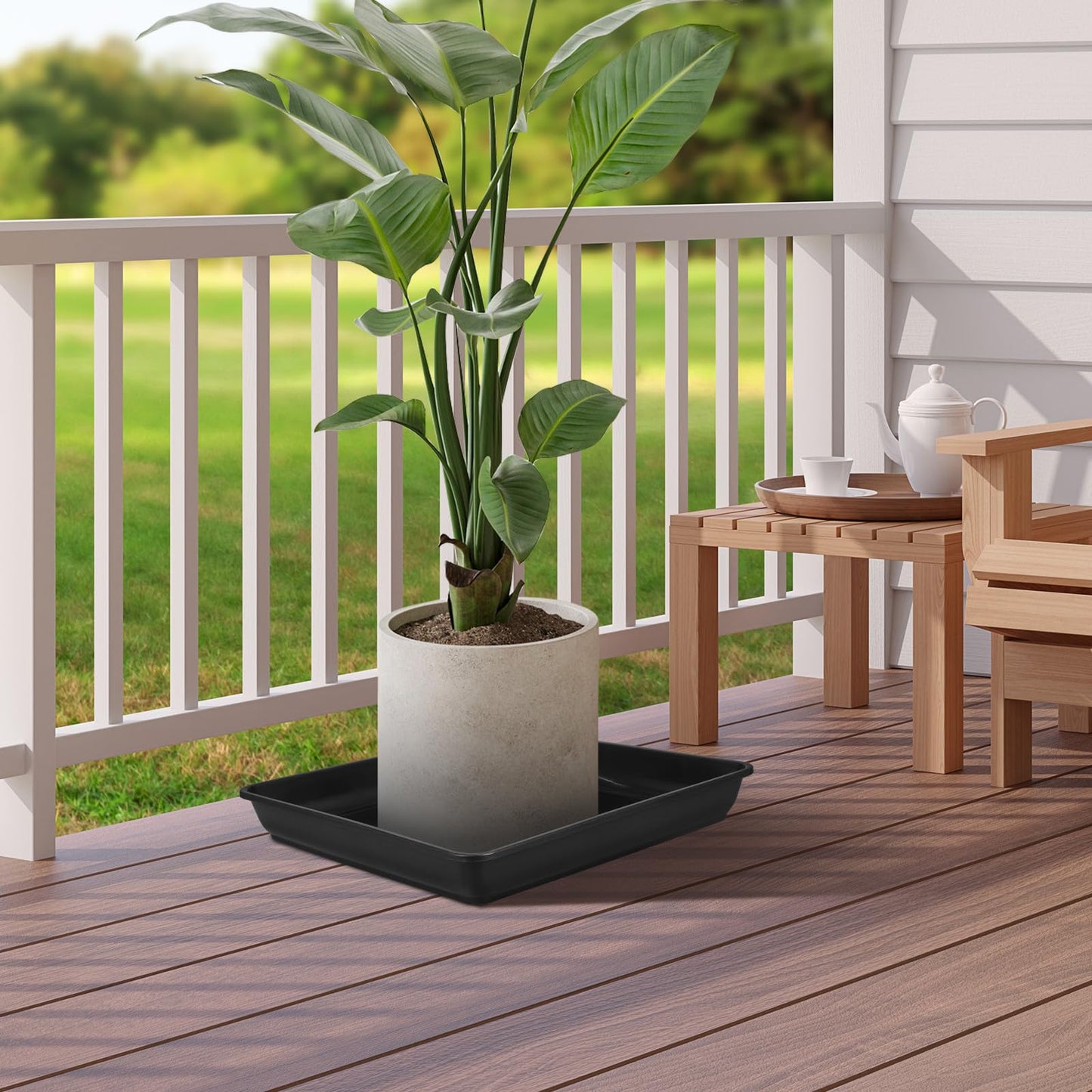 DOITOOL 16 Inch Square Plant Saucer Tray for Flower Pots Plastic Planter Drip Tray Holder Indoor and Outdoor Pot Drainage Saucer 2 Pack