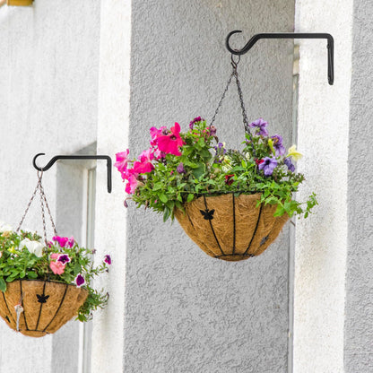 8 inch Plant Hanger, Sturdy Hanging Plant Bracket Outdoor, Hanging Plant Wall Hook Heavy Duty, for Hanging Bird Feeders, Planters, Lanterns, Wind Chimes, Indoor/Outdoor Use, Black, Set of 2