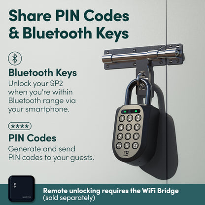 igloohome New Smart Padlock 2 (SP2), The Toughest Smart Padlock – Share Access from Anywhere with the Mobile app (iOS/Android) – No WiFi Needed, Waterproof & Rechargeable