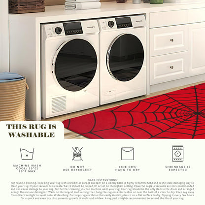 Red Spider Web Area Rug, 5x7 Indoor Area Rugs Washable Rugs for Living Room Carpet, Farmhouse Non Slip Carpet for for Bedroom Laundry Room Kitchen Non Slip Soft Low-Pile