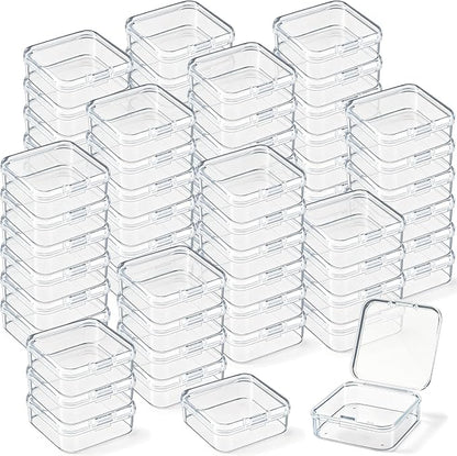 Jetec 60 Pieces Mini Plastic Clear Beads Storage Containers Box for Collecting Small Items, Beads, Jewelry, Business Cards, Game Pieces, Crafts (2.1 x 2.1 x 0.8 Inch)