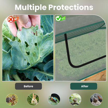 2-Pack Raised Garden Bed Covers, 45" x 22" x 17" Mesh Crop Cage, Pop-Up Plants Cover with 30% Shade Cloth for Seedlings Vegetables Fruits Flowers, Protects Against Birds Animals Pests with 16 Stakes