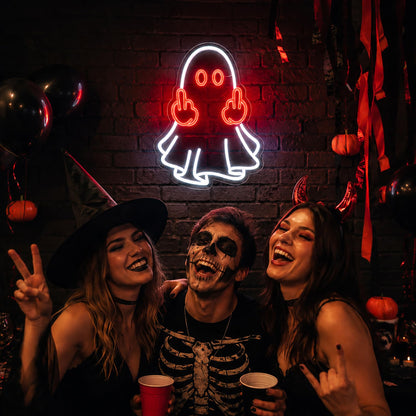 Whfobfe Red&White Neon Sign Led Neon Lights Signs for Wall Decor USB Powered Led Signs for Room Decoration-Ghost