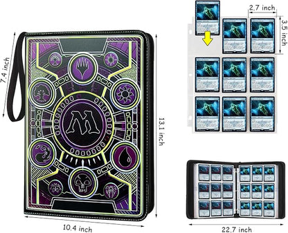9 Pocket Card Binder,Trading Card Binder Premium 720 Double PU Card Collection Binder with Sleeves,Card Folder for MTG, TCG, Sports Cards, (Purple)