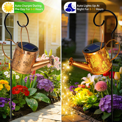 ZNYCYE Solar Watering Can Lights, Butterfly Decorative Hanging Lantern Solar Lights Outdoor Waterproof, Gifts for Mom Women Grandma Mother's Day, Retro Metal Garden Decor for Outside Yard Patio Lawn