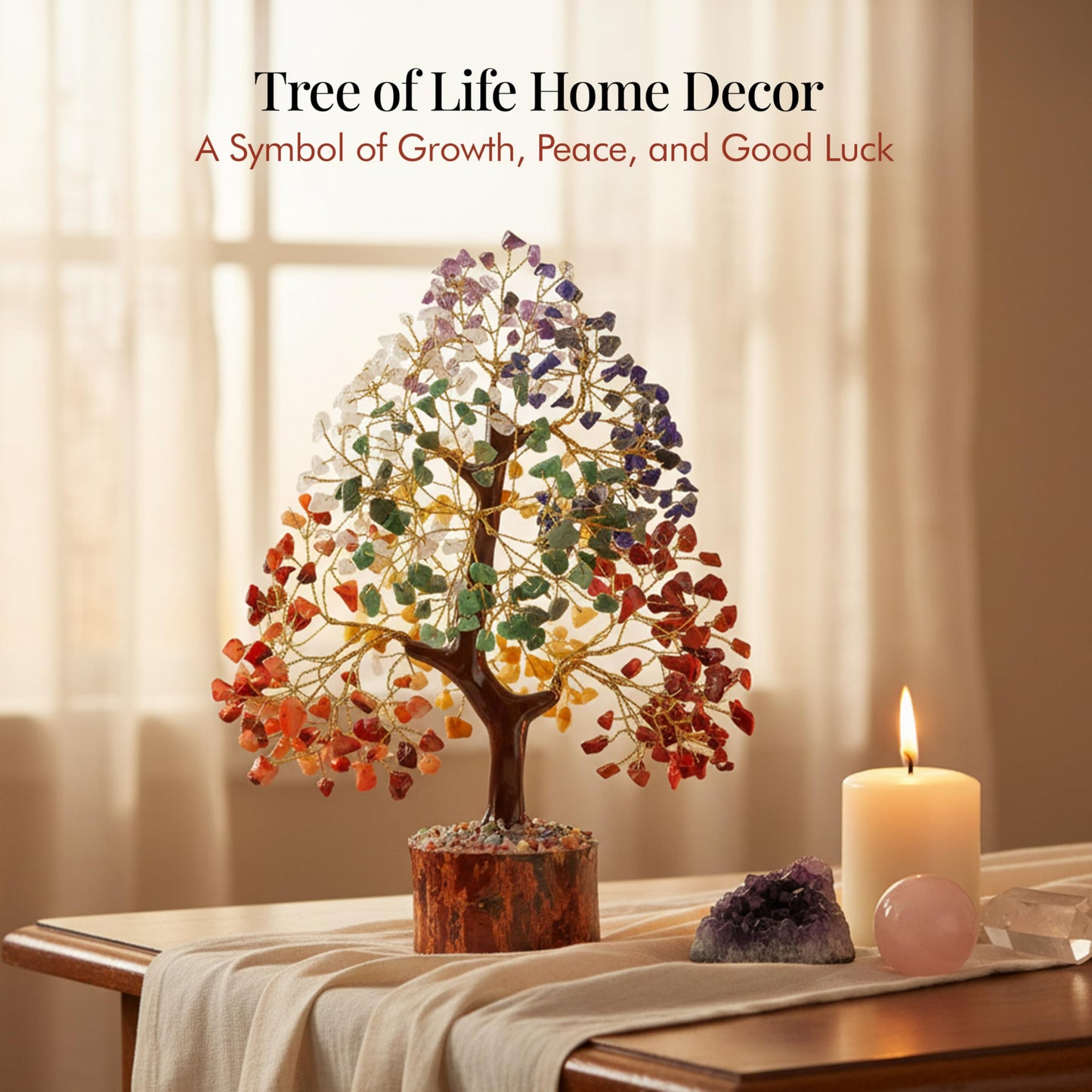 Crocon® The Original 7 Chakra Crystal Tree of Life, Birthday Gifts for Women & Men | Healing Crystals, House Office Decor Tree - Sister, Gifts for Mom, Her House Warming Gift | Women Unique Gift Idea