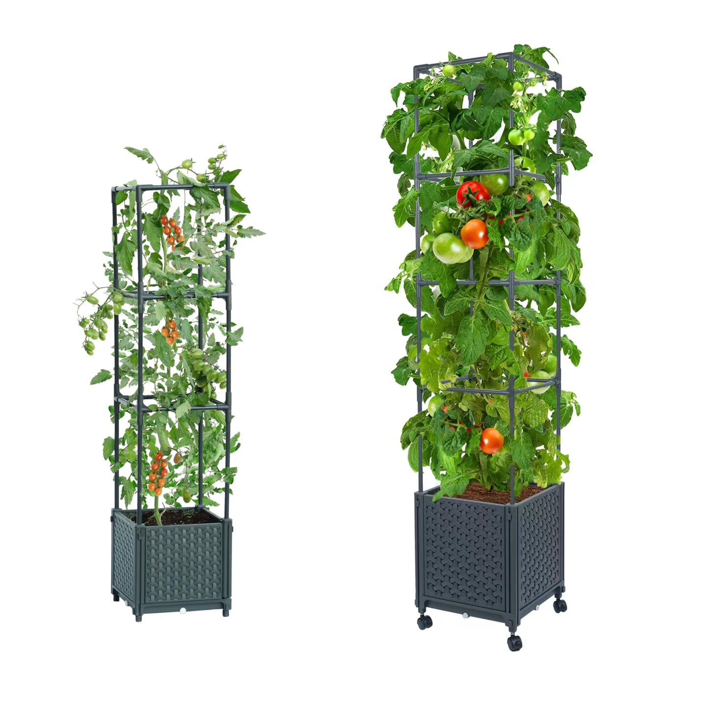 LINEX Raised Garden Bed Planter Box with Trellis, 41.3” & 56.7'' Tomato Planters for Climbing Plants Tomatoes Cage