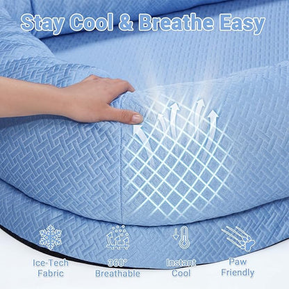 WROS Cooling Human Dog Bed for Summer, Breathable Washable Floor Lounger for People & Pets, 57'' x 35'' x 10'', Ocean Blue, Pet Bed for Hot Weather Relaxing