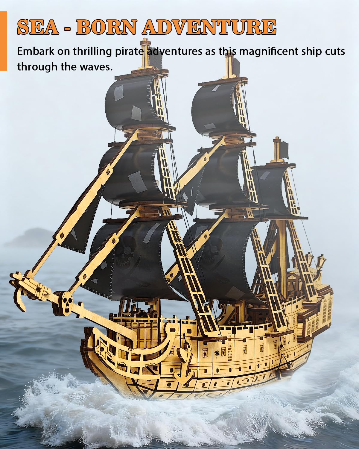 Pirate Ship 3D Wooden Puzzle for Adults - Ideal Christmas or Thanksgiving Gift for Model Enthusiasts 3D Puzzles for Adults