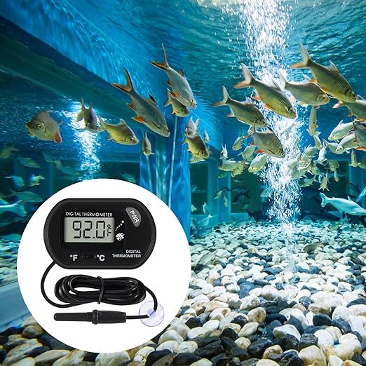 2Pcs Aquarium Thermometer Fish Tank Thermometer Reptile Fahrenheit Terrarium Water Temperature Indicator Test Digital with LCD Display Fahrenheit/Celsius