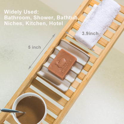Cormomu Soap Dish with Self Drain Fluted Design, Bar Soap Holder for Bathroom, Japanese Soap Tray for Shower, Bathroom and Kitchen Sink Organizer, Ceramic Soap Saver, White