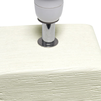Simple Designs LT2072-OFF Petite Faux Stone Table Lamp with Fabric Shade, Off White with White Shade
