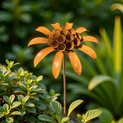 WHBIMGOOO Metal Flowers for Outside, Decorative Garden Stakes, Flower Bed Decorations Outdoor, Metal Garden Flowers Sculpture for Lawn Porch Pathway Patio