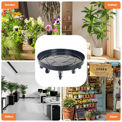 Uholan 20 Inch Heavy Duty Plant Stand on Wheels, Round Plant Caddy with Wheels for Indoor & Outdoor Use, Metal Rolling Tray for Potted and Small Furniture, Black