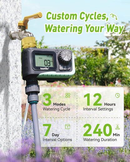 RAINPOINT Sprinkler Timer Outdoor,Programmable Water Timer for Garden Hose Faucet,Irrigation System with Rain Delay/Manual(Metal)