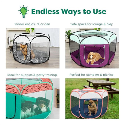 Furhaven Portable Dog Playpen Cat Tent, Pet Playground,Kennel Foldable Indoor Outdoor Zippered Puppy Crate - Navy, Medium