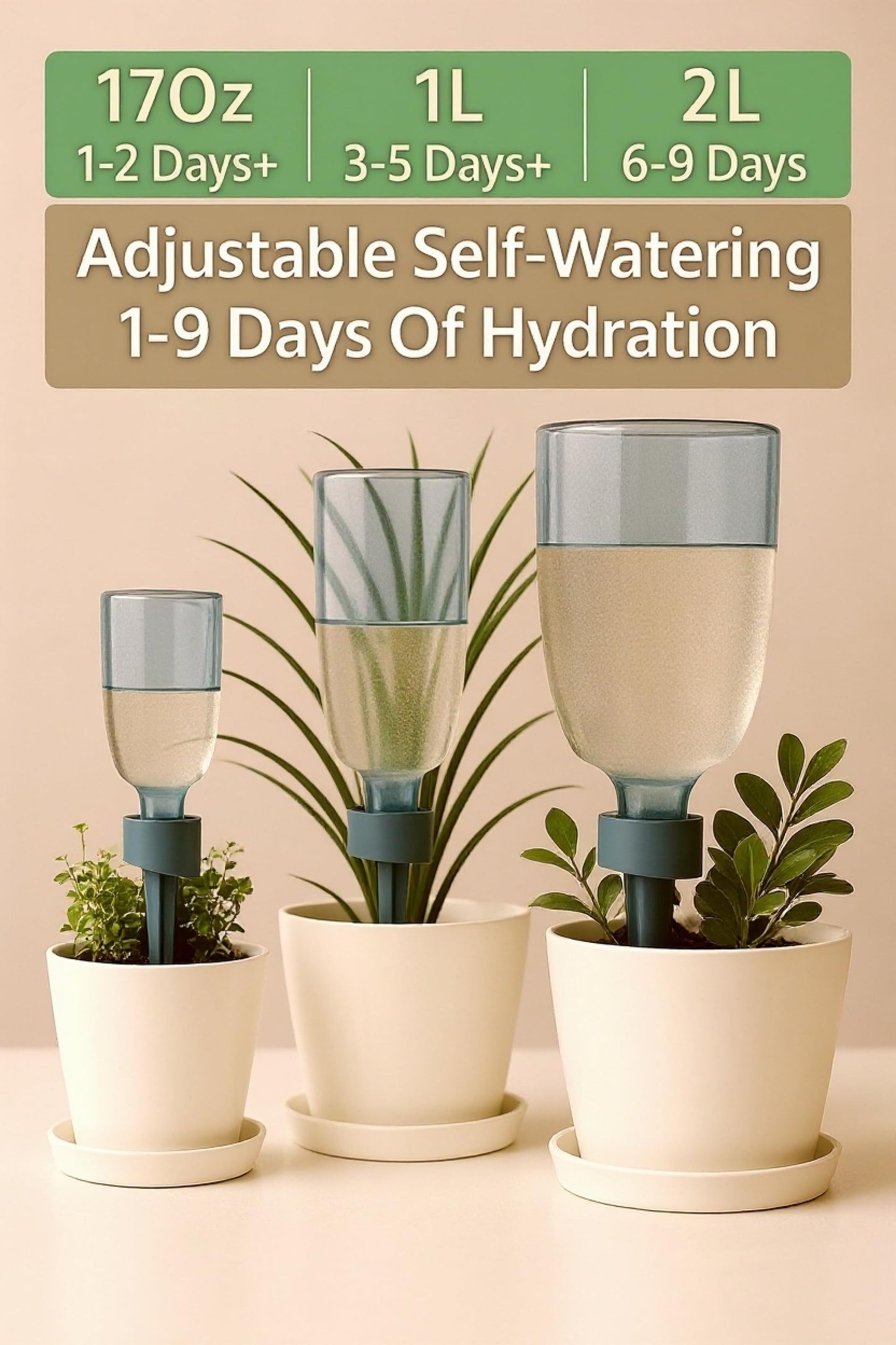 Premium Engineered, No-Leak, Adaptable Green Plant Watering Globes, 5 Pack Plant Stakes, Self Watering Spikes, Self Watering Planter Insert, Watering Bulbs for Indoor Plants, Vacation Plant Waterer