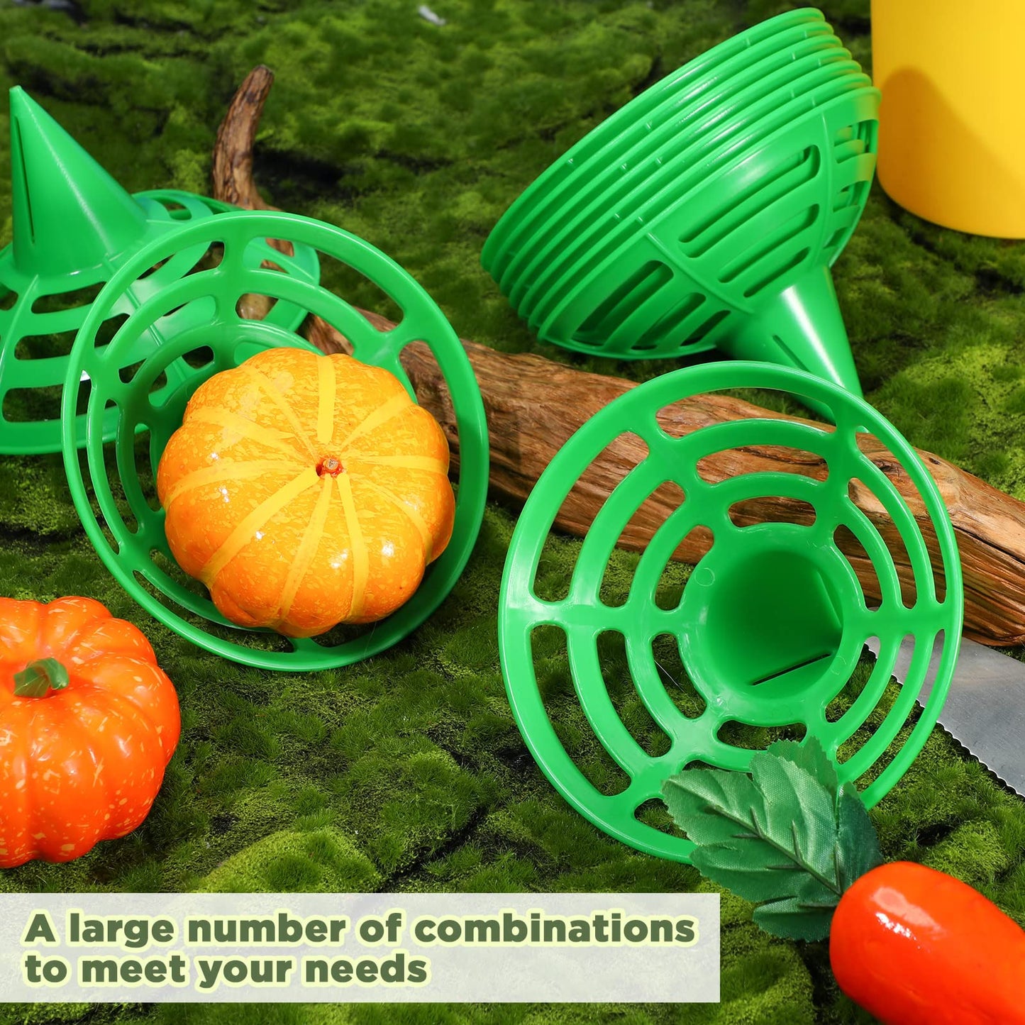 Censen 24 Packs Melon Cradle Pumpkin Support Cantaloupe Squash Watermelon Fruit Holder Set Garden Support Plant Trellis for Pumpkin Honeydew Gourds Plant Growing, Holds up to 8lbs