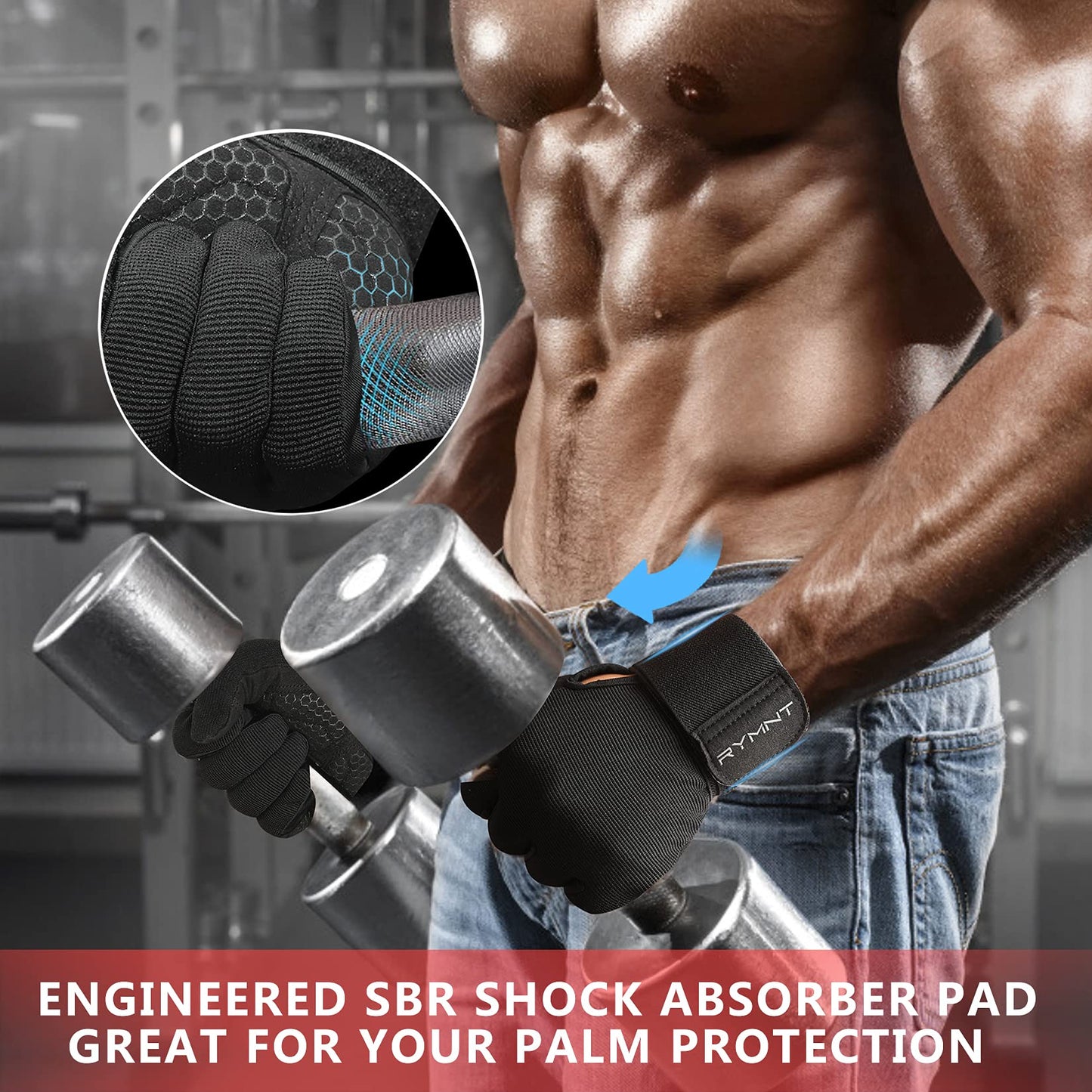 Full Fingers Workout Gloves for Women & Men - Gym Gloves with Extra Grip Foam Padding & Anti-Slip for Fitness, Training & Cycling