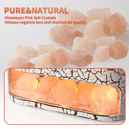 BOHOFAM Essential Oil Diffuser with Himalayan Salt lamp,Double Flame/Jellyfish 2 Mode Aroma Diffuser/Humidifier, Colorful Lights,4 * 10ML Hotel Collection Diffuser Oils Scents,for Home Bedroom(White)