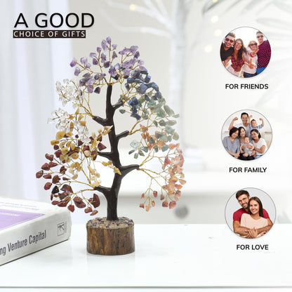 YATHABI 7 Chakra Tree of Life Decor - Crystal Tree - Feng Shui Decor - Crystal Bonsai Tree - Gem Tree - Gemstone and Crystals - Spiritual Tree - Chakra Stones - Crystal Gifts - Birthday Gift for Women