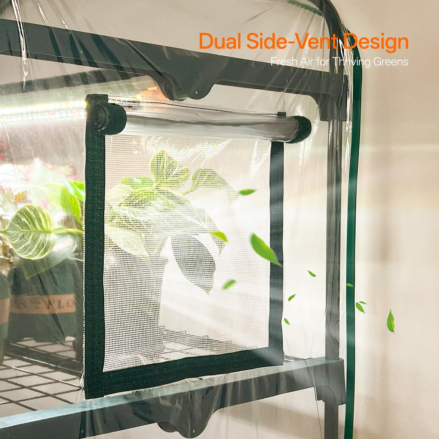 Bstrip Indoor Greenhouse with Grow Light, 5-Tier Large Green House, 5Pcs Grow Lights for Seed Starting with Timer, PVC Tent with Airflow Windows, Indoor Greenhouse Cabinet 40.2x18.9x74.8in