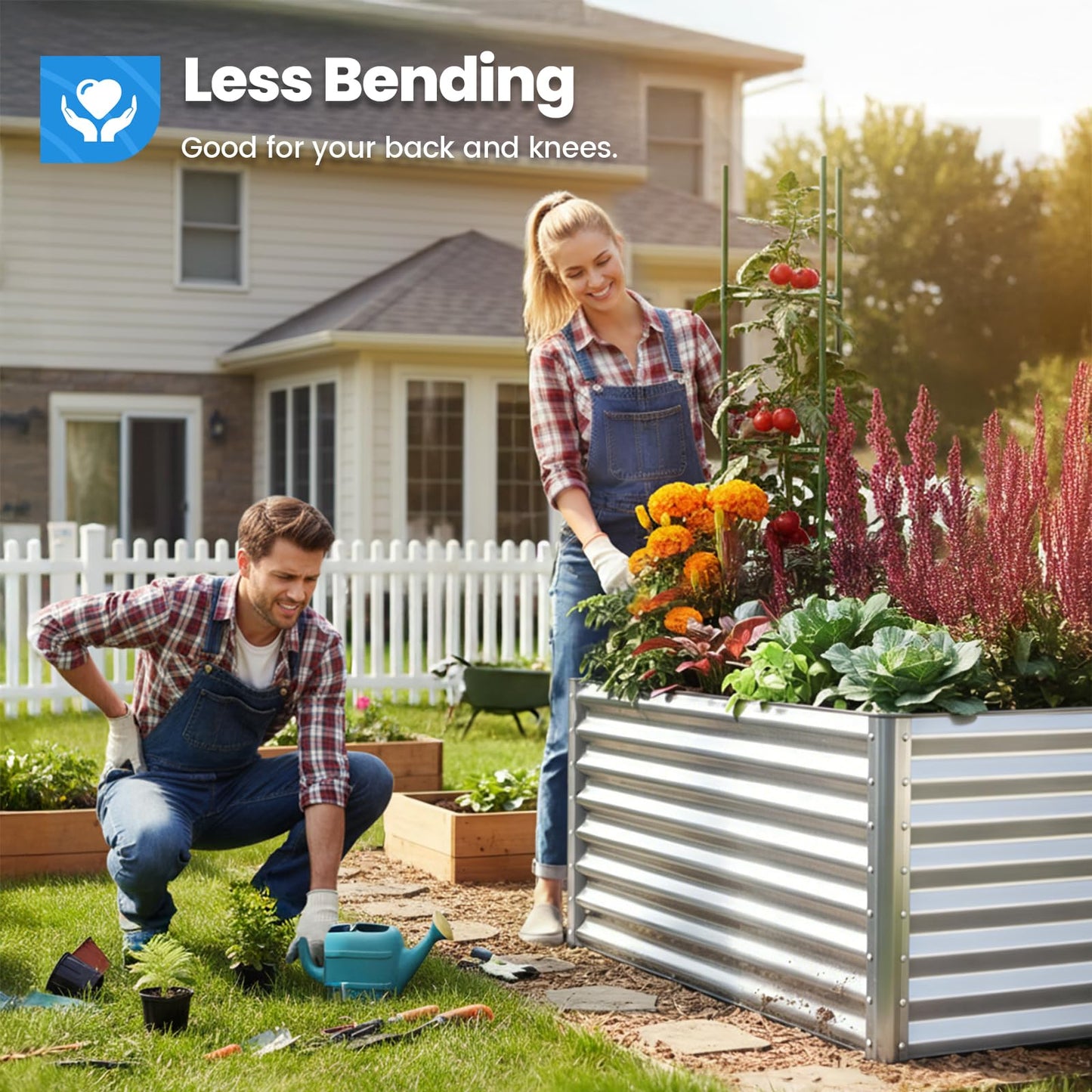 Quictent Galvanized Raised Garden Bed 6x3x2 Ft Metal Planter Box Bottomless for Backyard, Include 1 pc Tomato Cage, Silver