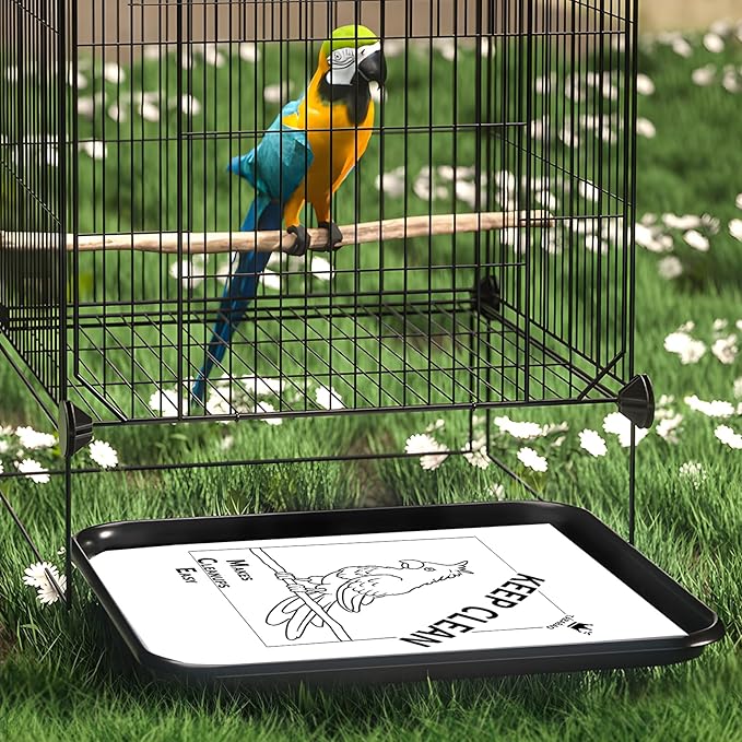 Bird Cage Liners, Bird Cage Paper Liners, 30pcs Disposable Bird Cage Liners, Pre-Cut Bird Cage Liners for Parrot, Parakeet, Conure, Cockatiel, Kraft Paper Cage Liners, 17 X 11 inch, White