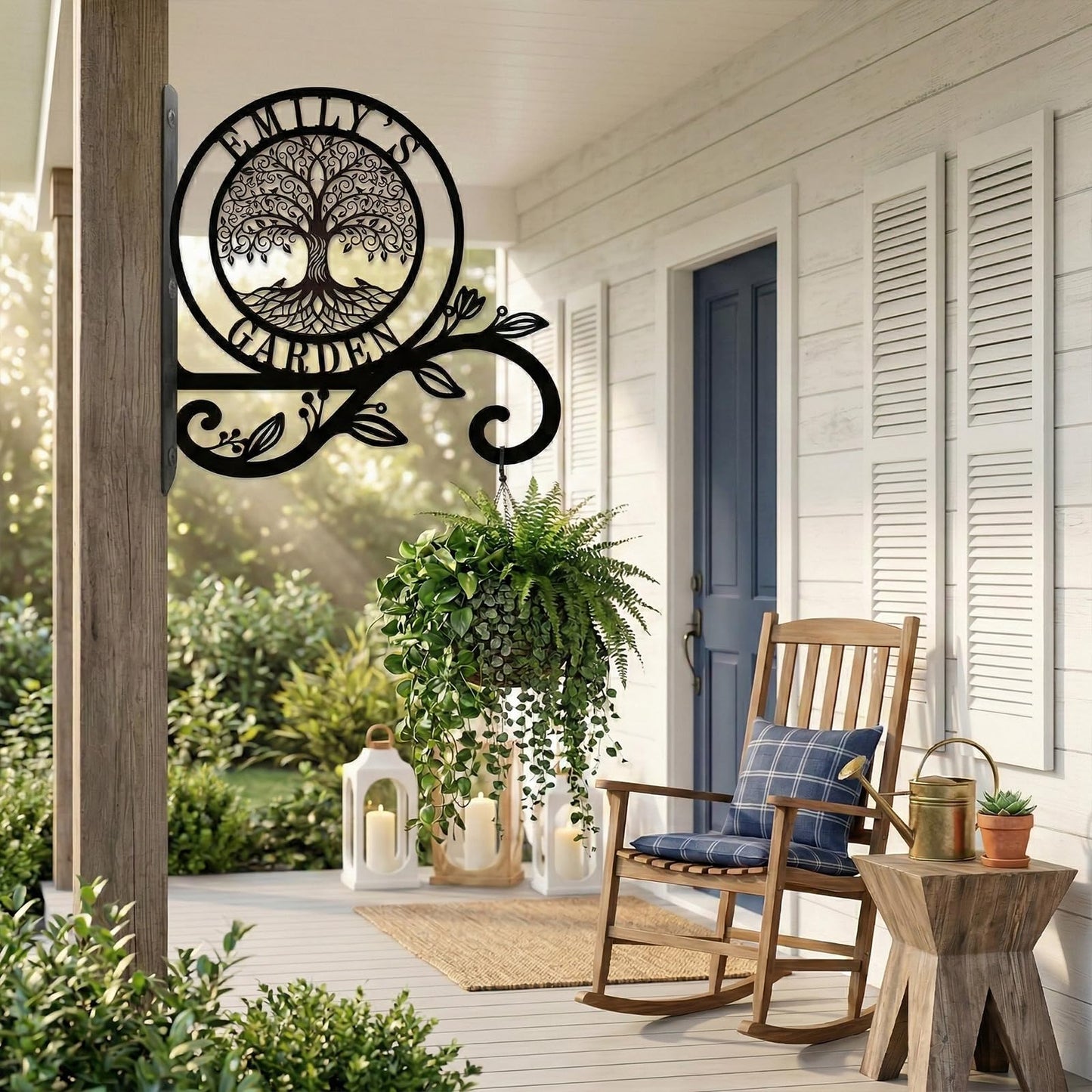 Personalized Tree of Life Metal Plant Hanger Custom Name Wall Hook for Hanging Plants Flower Basket Bird Feeder Wind Chime Garden Porch Outdoor Indoor Farmhouse Decor Mothers Day Housewarming Gift