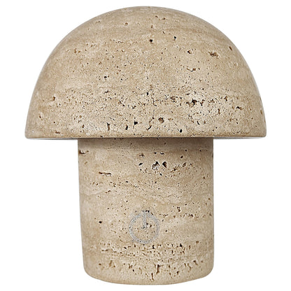 Natural Stone Mushroom Lamp - Handcrafted Travertine Night Light, Rechargeable with Type-C, Dimmable LED Accent Light for Bedroom & Living Room